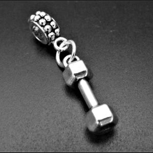 Barbell fitness charms bracelet charms beads fits pandora European brace…
